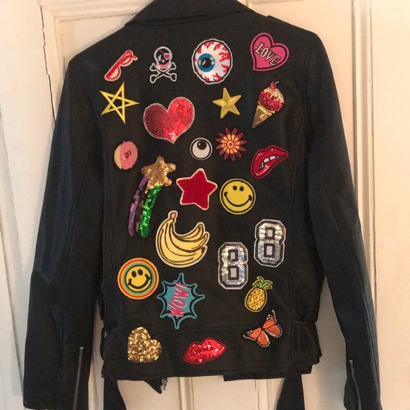 Sunset + Spring Jackets & Blazers - Sunset + Spring faux moto jacket with patches.